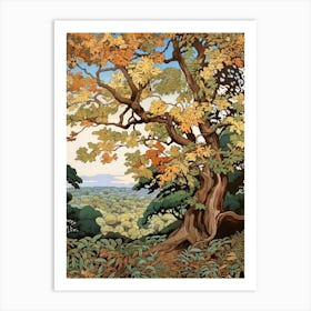 Horse Chestnut Vintage Autumn Tree Print  Art Print