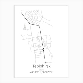 Teplohirsk,Ukraine Minimalist Map Poster