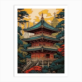 Nikko Toshogu Shrine, Japan Vintage Travel Art 3 Art Print