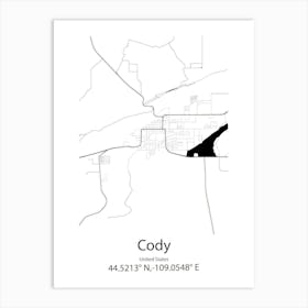 Cody,United States Minimalist Map 1 Art Print