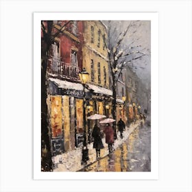 Vintage Winter Painting Paris France 2 Art Print