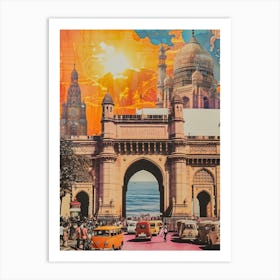 Mumbai   Retro Collage Style 1 Art Print