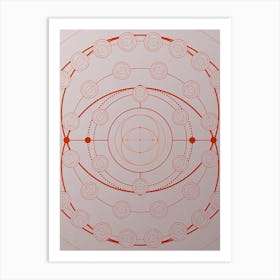 Geometric Abstract Glyph Circle Array in Tomato Red n.0220 Art Print
