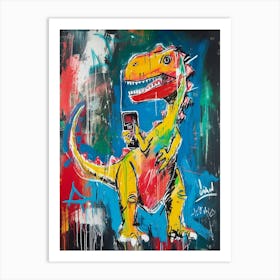 Abstract Graffiti Style Dinosaur On A Smart Phone 4 Art Print