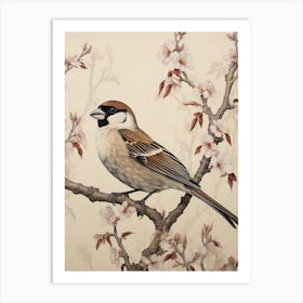 Dark And Moody Botanical House Sparrow 2 Art Print