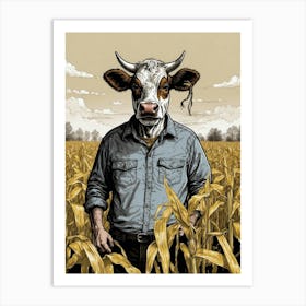 Cow In Corn Field Canvas Print Art Print