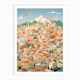 Athens, Greece, Geometric Illustration 3 Art Print
