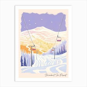 Poster Of Steamboat Ski Resort   Colorado, Usa, Ski Resort Pastel Colours Illustration 3 Art Print