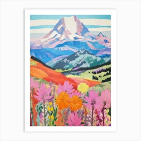 Mount Baker United States 2 Colourful Mountain Illustration Art Print