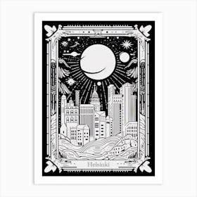 Helsinki, Finland, Tarot Card Travel  Line Art 4 Art Print