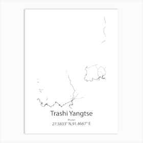 Trashi Yangtse,Bhutan Minimalist Map Art Print