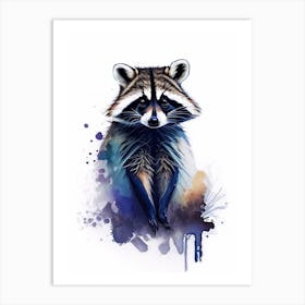Blue Raccoon Watercolour 2 Art Print