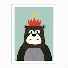 Little Gorilla 3 Wearing A Crown Art Print
