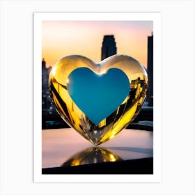 Glass Heart With Gold Art Print