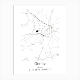 Gorlitz,Germany Minimalist Map Art Print