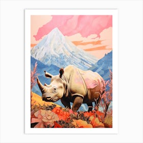 Colourful Floral Rhino 2 Art Print