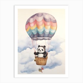 Baby Panda 4 In A Hot Air Balloon Art Print