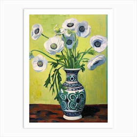 Flowers In A Vase Still Life Painting Anemone 3 Art Print