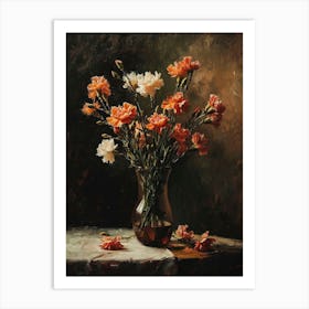 Baroque Floral Still Life Carnations 8 Art Print