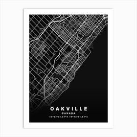 Oakville Ontario Canada Black Map Art Print