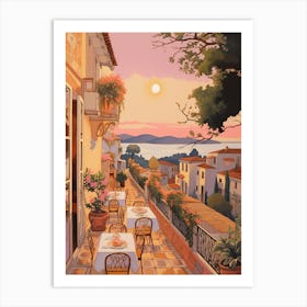 Marbella Spain 5 Vintage Pink Travel Illustration Art Print