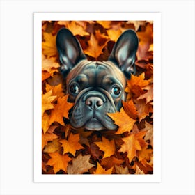 French Bulldog In Autumn Leaves 4 Art Print