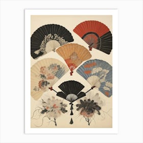 Japanese Fans Sensu Illustration 2 Art Print