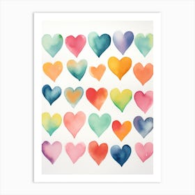 Watercolor Hearts 10 Art Print