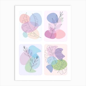 Set Of Tropical Leaves Art Print