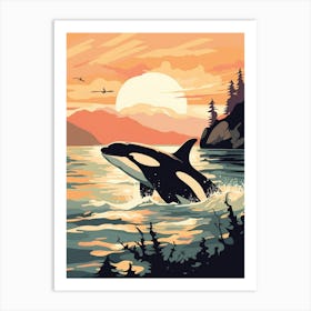 Orca Whale By Rocky Coastline5 Art Print