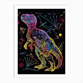 Neon Dinosaur Constellation Art Print