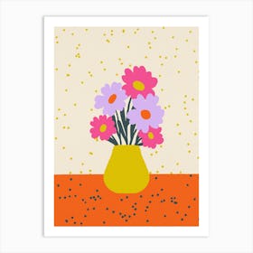 Flowers In A Vase Pink, Violet, Orange Poster