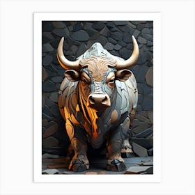 Bull Statue 3d Art Print