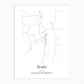 Brake,Germany Minimalist Map Art Print