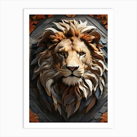 Lion Head mozaik Art Print