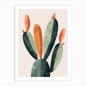 Bunny Ear Cactus Minimalist Abstract Illustration 4 Art Print