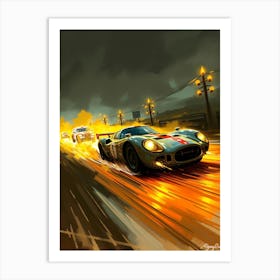 Racing Car At Night Art Print