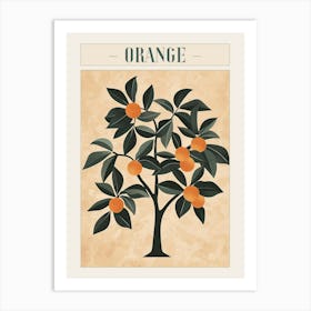 Orange Tree Minimal Japandi Illustration 2 Poster Art Print
