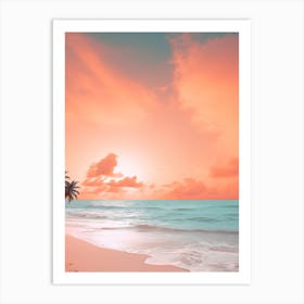 A Pink And Orange Sunset On A Beach Photography 2 Art Print