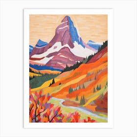 Mount Assiniboine Canada 1 Colourful Mountain Illustration Art Print