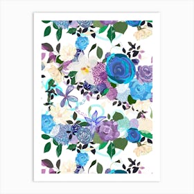 Blue Purple Roses Art Print