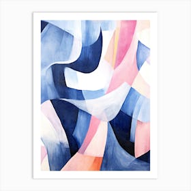 Blue and Pink Abstract. Oil Painting Art Print