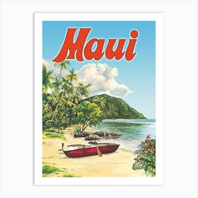 Maui, Hawaii, Lonely Boat on the Beach Art Print