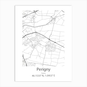 Perigny,France Minimalist Map Art Print