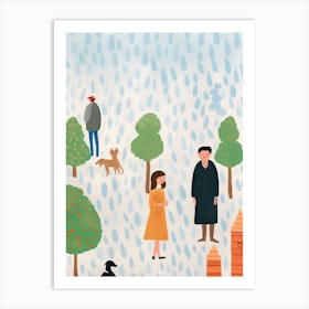 In Paris With The Eiffel Tower Scene, Tiny People And Illustration 4 Art Print