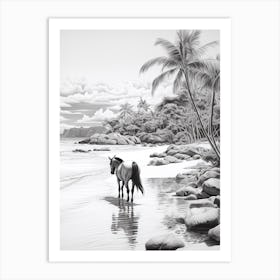 A Horse Oil Painting In Anse Cocos, Seychelles, Portrait 3 Art Print
