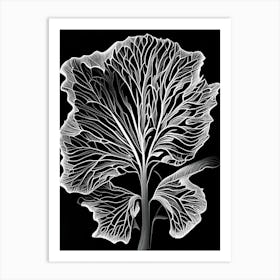 Wild Lettuce Leaf Linocut 2 Art Print