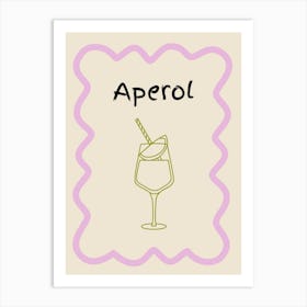 Aperol Doodle Poster Lilac & Green Art Print