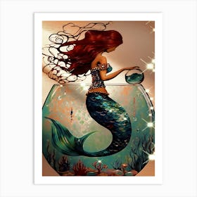 Mermaid In A Fishbowl Art Print