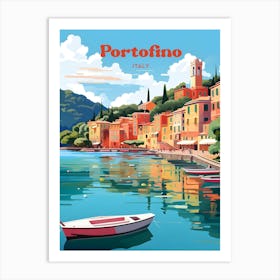 Portofino Italy Seaside Travel Art Illustration Art Print